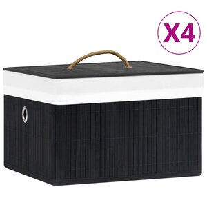 vidaXL Boîtes de rangement en bambou 4 Pièces Noir