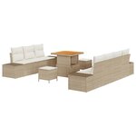 vidaXL Ensemble de canapé de jardin 10 Pièces Beige polyrotin