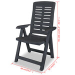 vidaXL Chaises inclinables de jardin lot de 2 Plastique Anthracite
