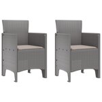 vidaXL Chaises de Jardin 2 Pièces Gris clair 53 x 49 x 85 cm Plastique
