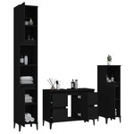 vidaXL Ensemble de meubles salle de bain 3 Pièces noir bois d'ingénierie