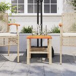 vidaXL Table de jardin beige 40x40x42 cm résine tressée et bois acacia
