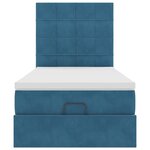 vidaXL Cadre de lit ottoman avec matelas bleu foncé 100x200 cm velours