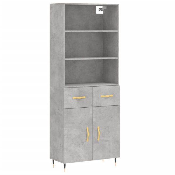 vidaXL Buffet haut Gris béton 69 5x34x180 cm Bois d'ingénierie