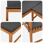 Set de jardin 3 pièces avec coussins en acacia massif