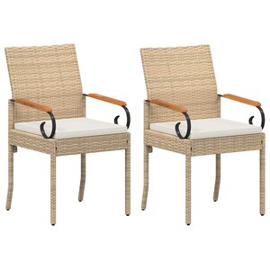 vidaXL Chaises de jardin avec coussin 2 Pièces Beige et blanc crème