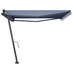 vidaXL Auvent manuel rétractable sur pied 400x300 cm Bleu et blanc