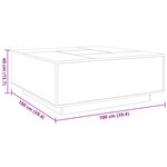 vidaXL Table basse avec LED infini chêne fumé 100x100x40 cm
