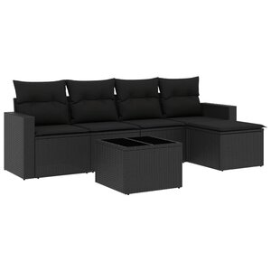 vidaXL Salon de jardin 6 Pièces avec coussins noir résine tressée