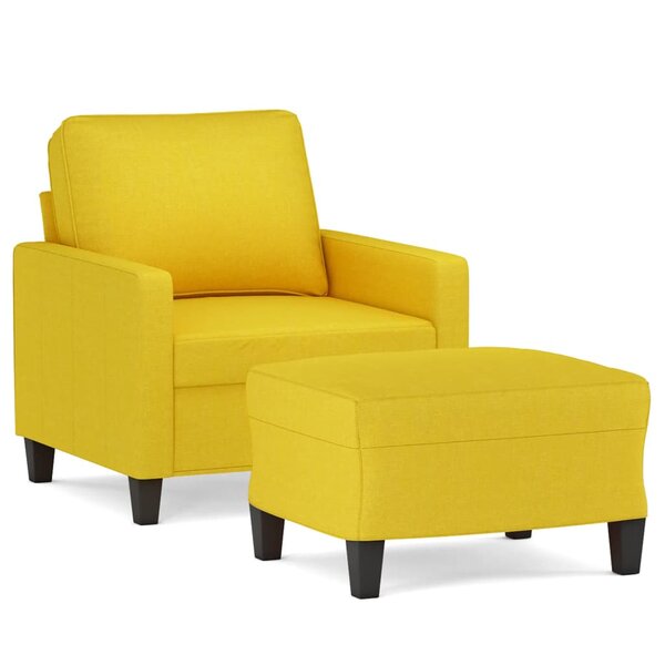 vidaXL Fauteuil avec repose-pied Jaune clair 60 cm Tissu