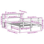 vidaXL Lit bibliothèque sans matelas 135x190 cm bois de pin massif