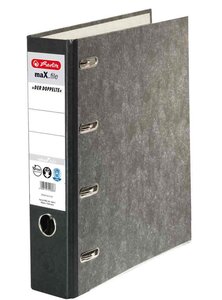 Classeur marbré 4 anneaux maX.file nature Dos de 70 mm Noir HERLITZ