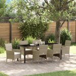 vidaXL Set de Salle à Manger de Jardin 7 Pièces Beige Rotin Synthétique