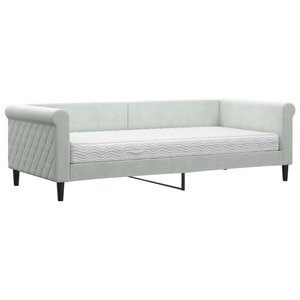 vidaXL Lit de jour avec matelas gris clair 90x200 cm velours