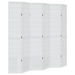 vidaXL Cloison de séparation 6 panneaux blanc bois de paulownia massif