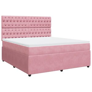 vidaXL Sommier à lattes de lit avec matelas Rose 180x200 cm Velours