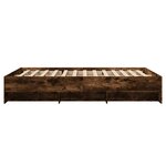 vidaXL Cadre de lit chêne fumé 135x190 cm bois d'ingénierie