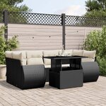 vidaXL Salon de jardin 7 Pièces avec coussins noir résine tressée