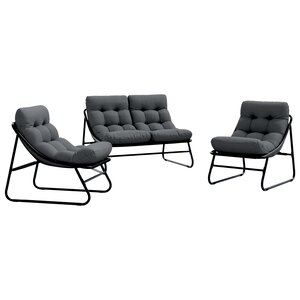 vidaXL Ensemble de canapé de jardin avec coussins en acier