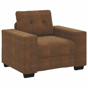 vidaXL Fauteuil avec coussin Marron Faux cuir et bois