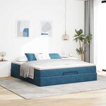 VidaXL Cadre de lit ottoman avec matelas bleu foncé 160x200 cm velours