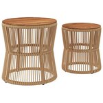 vidaXL Tables d'appoint de jardin 2Pièces dessus en bois beige poly rotin