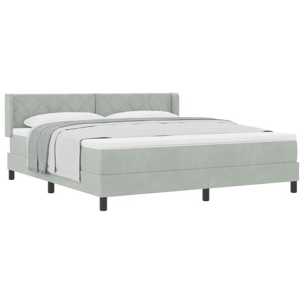 vidaXL Lit à ressorts avec tête de lit Gris clair 200 x 180 cm Velours