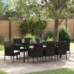 vidaXL Ensemble de salle à manger pour jardin 9 Pièces Noir polyrotin