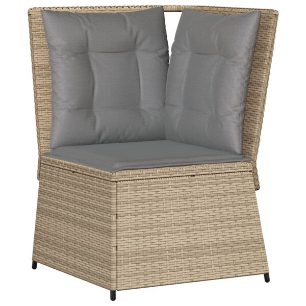 vidaXL Canapé d'angle de jardin avec coussins beige résine tressée
