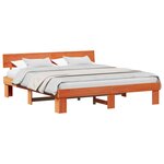 vidaXL Cadre de lit avec tête de lit Brun cire 200 x 200 cm Pin massif