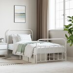 vidaXL Cadre de lit métal sans matelas et pied de lit blanc 107x203 cm