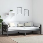 vidaXL Lit de jour gris bois de pin massif 90x200 cm
