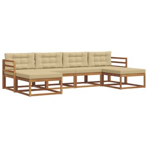 vidaXL Ensemble de canapés d'extérieur 6 pc Naturel et Beige