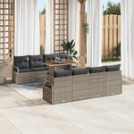 vidaXL Ensemble de canapé de jardin 9 Pièces Gris Poly rotin
