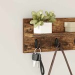 vidaXL Porte-manteau mural avec étagère Chêne fumé 40 x 10.5 x 18 cm