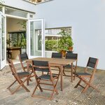 Lot de 2 chaises de jardin en bois d'acacia FSC et assise textilene - 50 x 57 x 90 cm - Gris