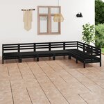 vidaXL Salon de jardin 7 Pièces Bois de pin massif Noir