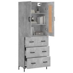 vidaXL Buffet haut Gris béton 69 5x34x180 cm Bois d'ingénierie