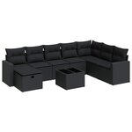 vidaXL Salon de jardin 9 Pièces avec coussins noir résine tressée