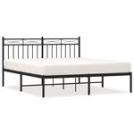 vidaXL Cadre de lit métal sans matelas et tête de lit noir 160x200 cm