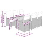vidaXL Ensemble de bistro de jardin 7 Pièces coussins gris poly rotin