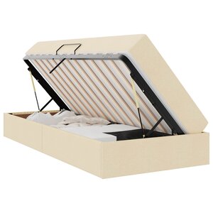 vidaXL Lit avec rangement et matelas Crème 100 x 200 cm Polyester