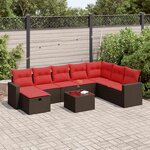 vidaXL Salon de jardin avec coussins 9 Pièces marron résine tressée