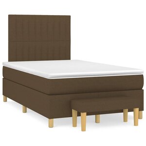 vidaXL Sommier à lattes de lit et matelas marron foncé 120x190cm tissu