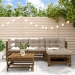 vidaXL Salon de jardin 5 Pièces avec coussins marron miel bois massif