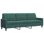 vidaXL Canapé à 3 places Vert foncé 210 cm Velours