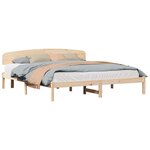 vidaXL Cadre de lit avec tête de lit Naturel 200 x 200 cm Pin massif