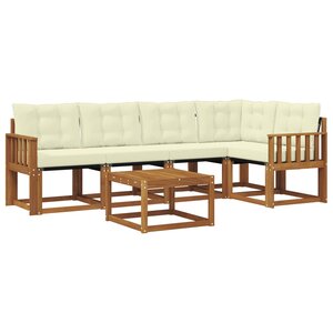 vidaXL Ensemble de canapés d'extérieur 6 pc Naturel et Crème