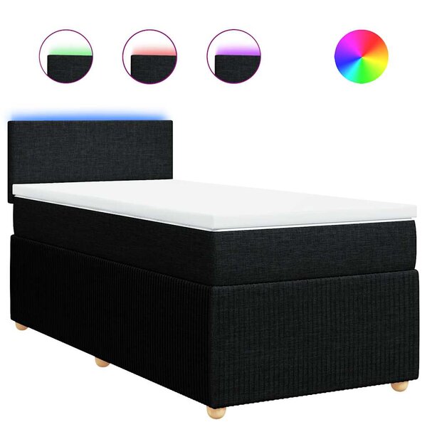 vidaXL Sommier à lattes de lit avec matelas Noir 100x200 cm Tissu