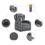 vidaXL Fauteuil inclinable de massage électrique gris similicuir